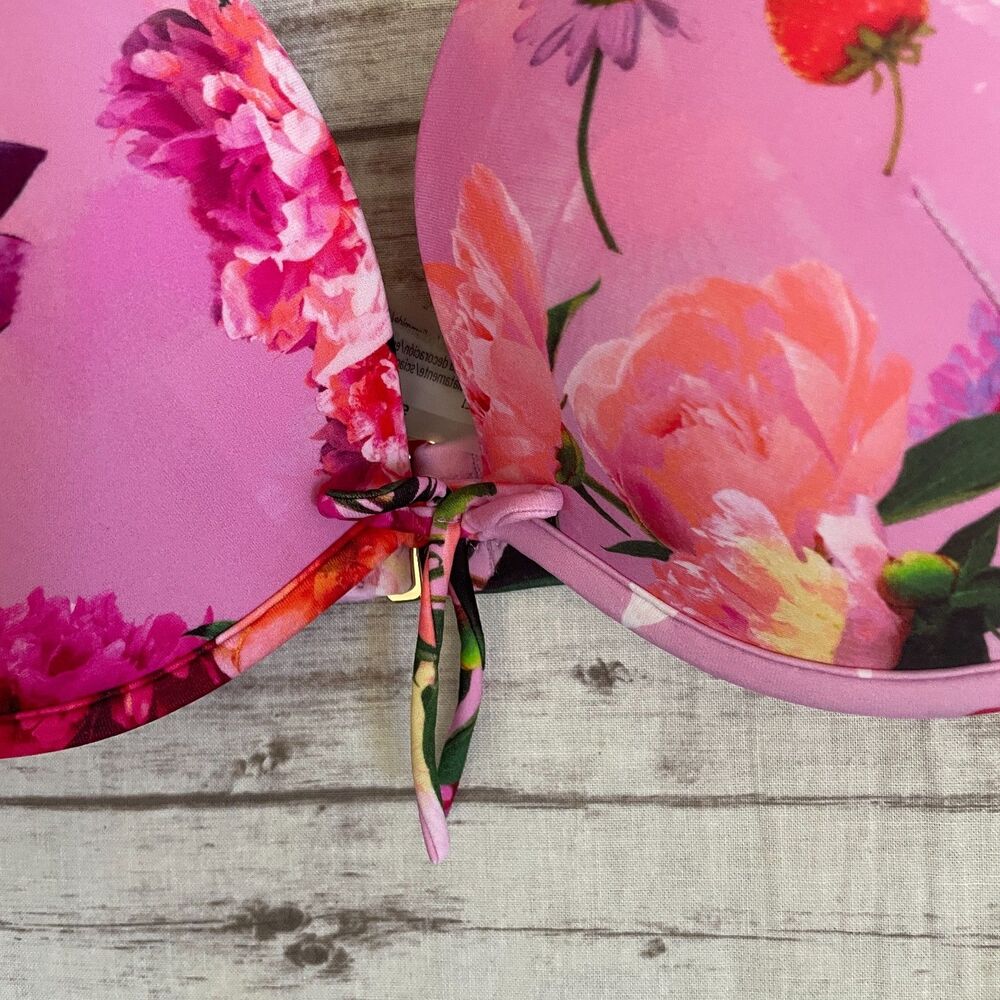 Victorias Secret Floral Bikini Swimsuit Set Padded Top 34D High Waisted Bottom L - Picture 3 of 11